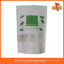 Personalizado de impresión de alto grado de cremallera blanco bolsa de papel zip lockbag
